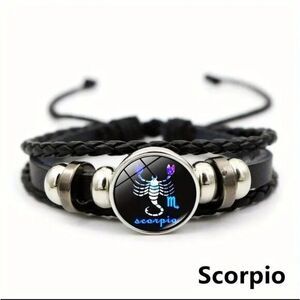 Scorpio Bracelet Handwoven Wax‎ Rope and Leather Unisex